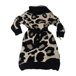 Cherokee Girls Cowl Neck Animal Print Sweater Dress NWT‎ Size XL(14-16) W/Belt